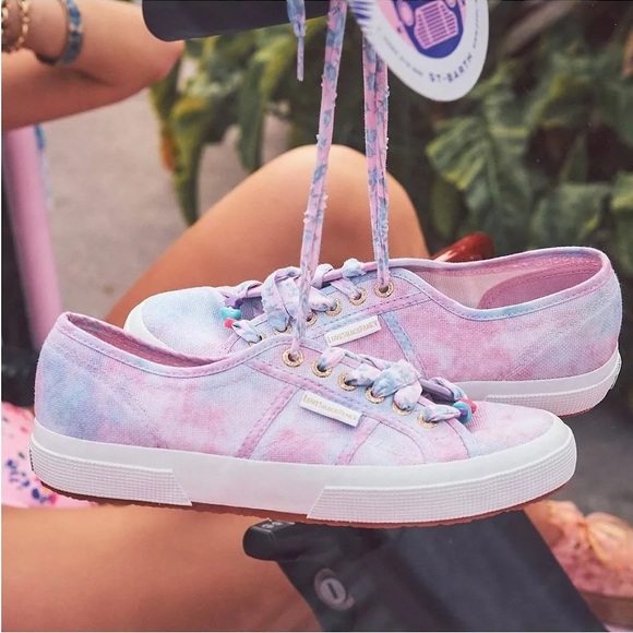 SUPERGA x LOVESHACKFANCY 2750 pink blue tie dye cotton candy canvas shoes - Picture 11 of 12